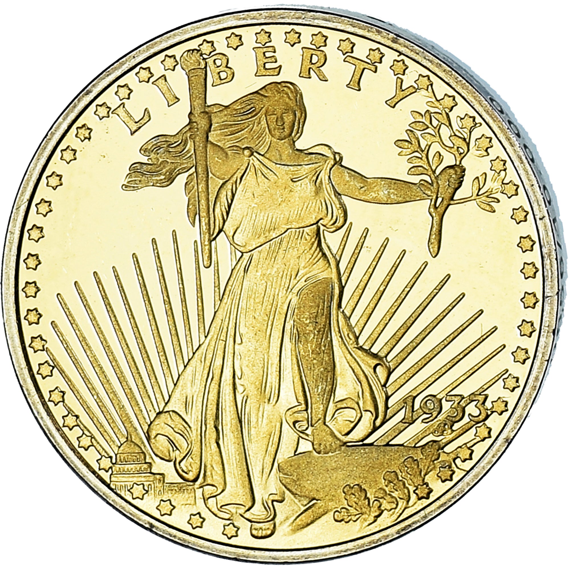 France, Medal, Reproduction Twenty Dollars Liberty, 2012, MS(65-70), Copper Gilt