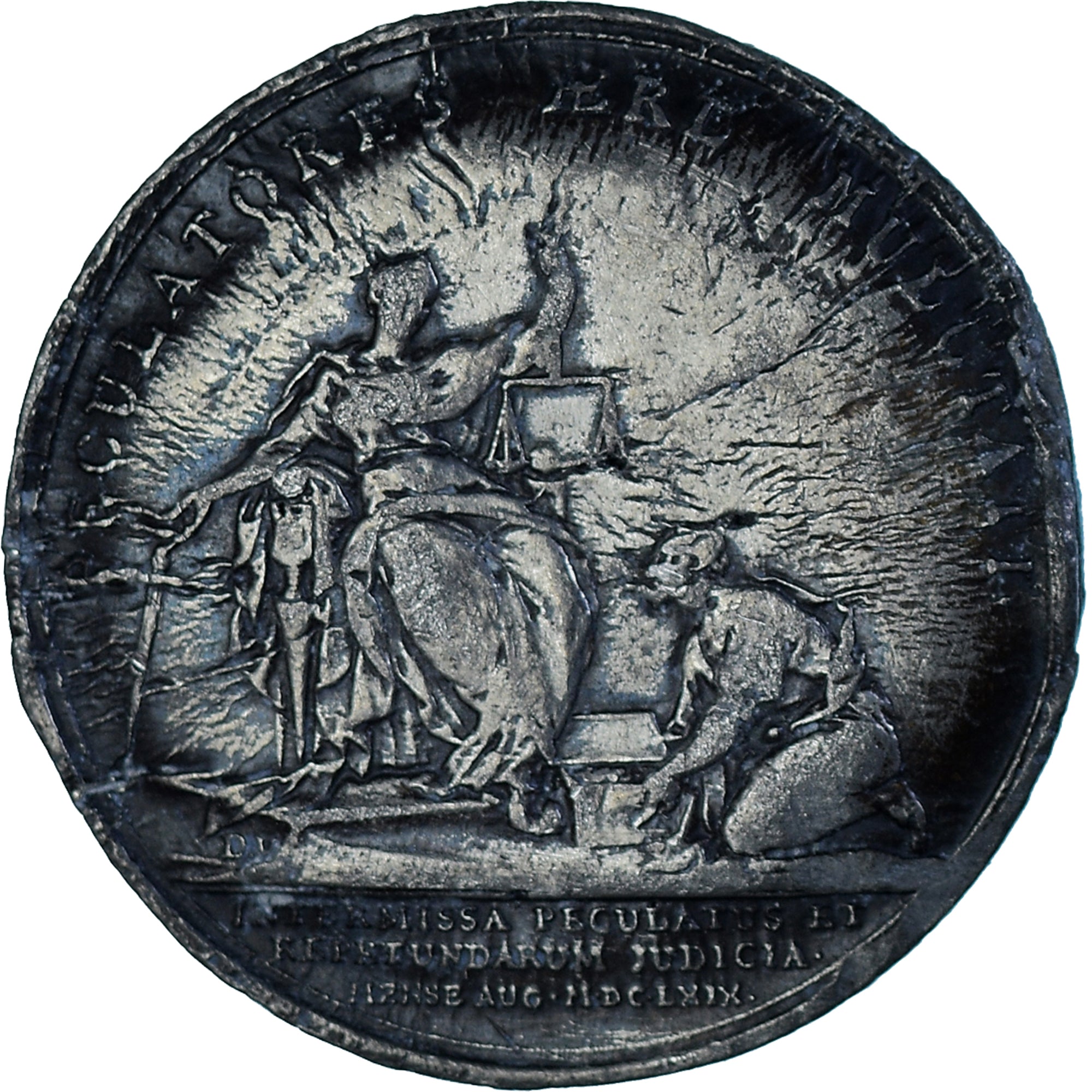 Francia, medaglia, Peculatores Ere Mulotati, History, MB+, Stagno-zinco