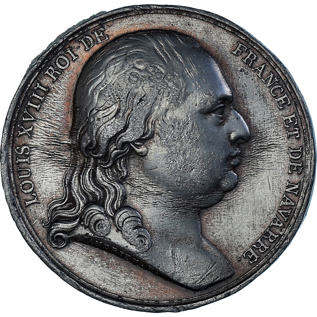 France, Medal, Louis XVIII, History, EF(40-45), Tin-Zinc