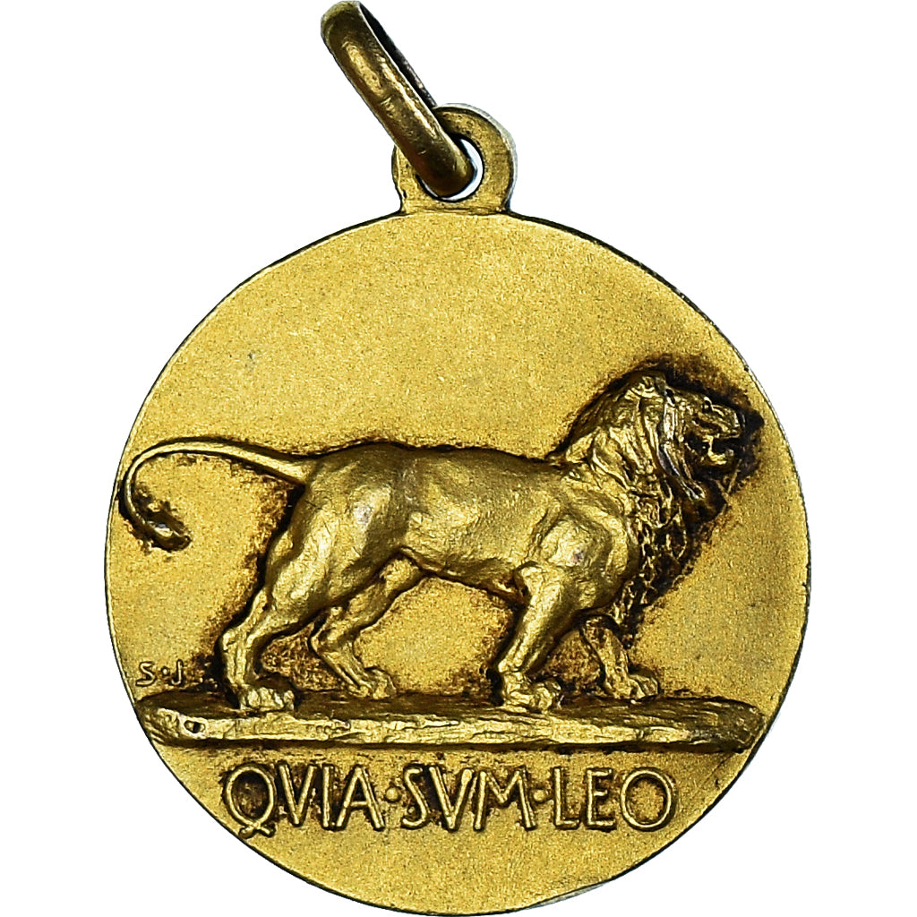 Frankreich, Medaille, RE Leone - QVIA SUM LEO, Fauna, VZ, Gilt Bronze