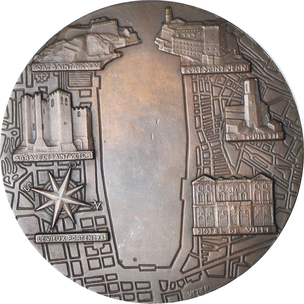 Francja, medal, Piąta Republika, Fondation de Marseille, Geografia, MS(65-70)