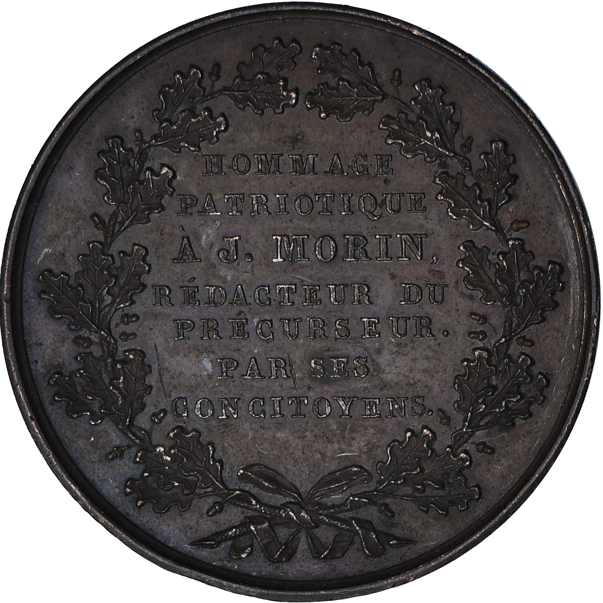 Francia, medalla, Hommage patriotique à J. Morin, History, 1830, Dantzell