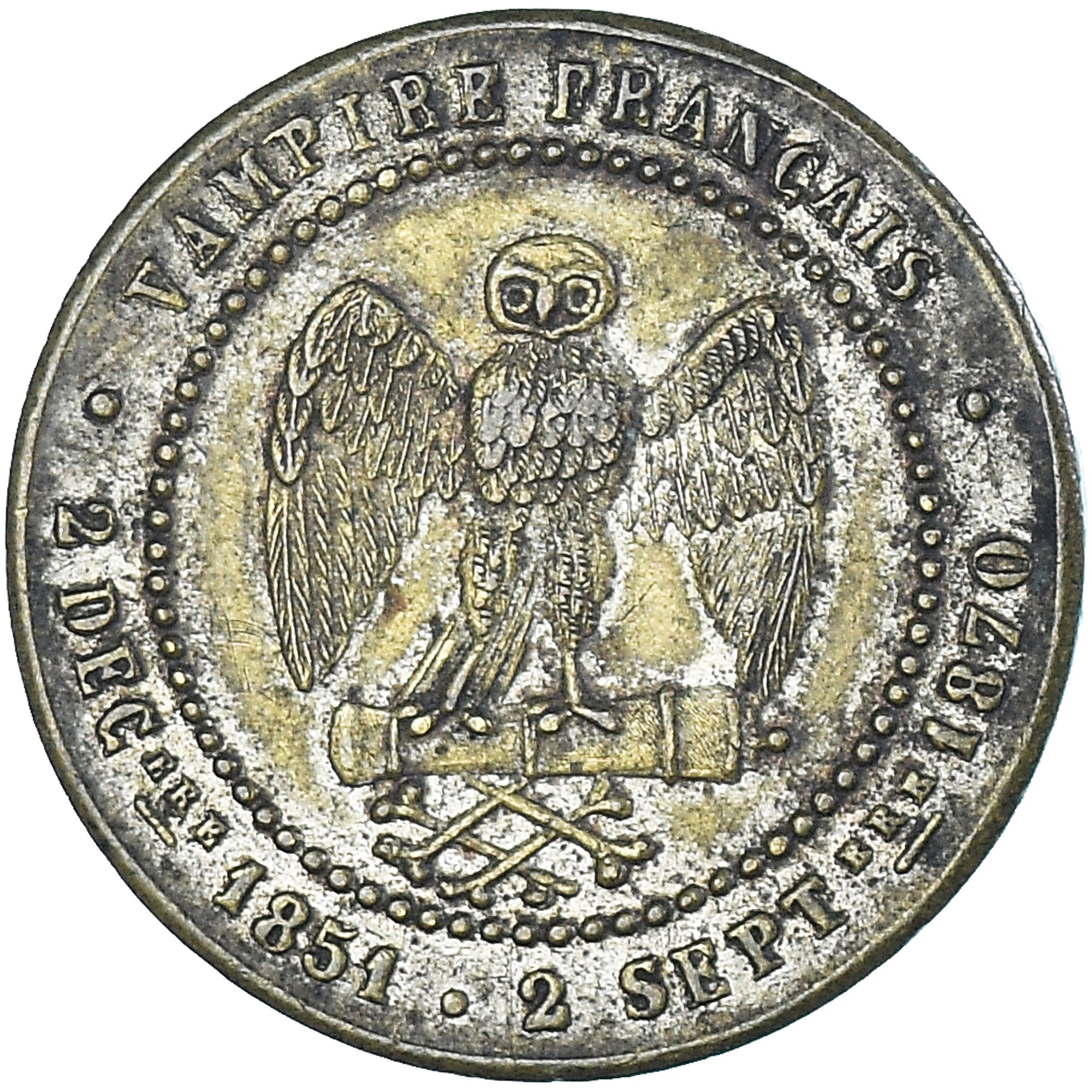 France, Token, Napoléon III, Satirique, Bataille de Sedan, Undated (1870)