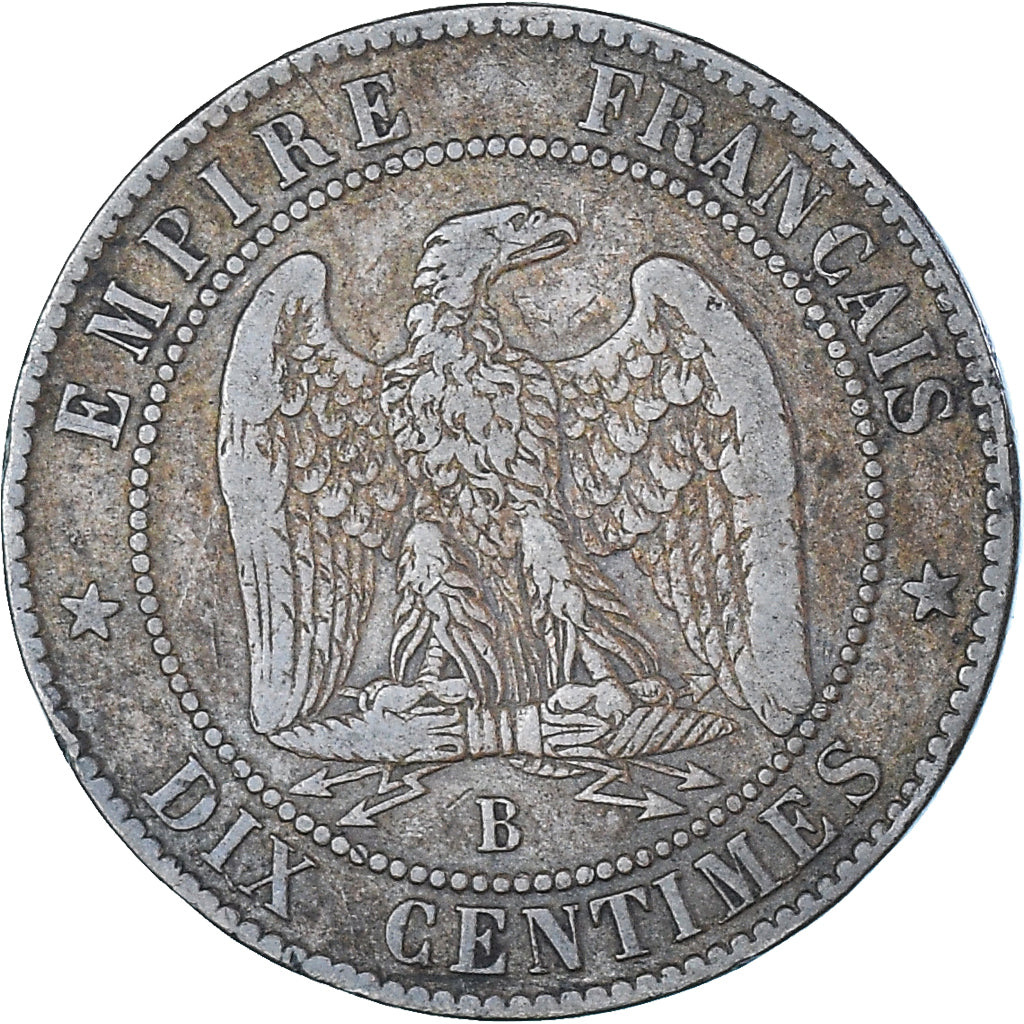 token, France, Napoleon III, Satirical, 10 Centimes, Strasbourg, EF(40-45)