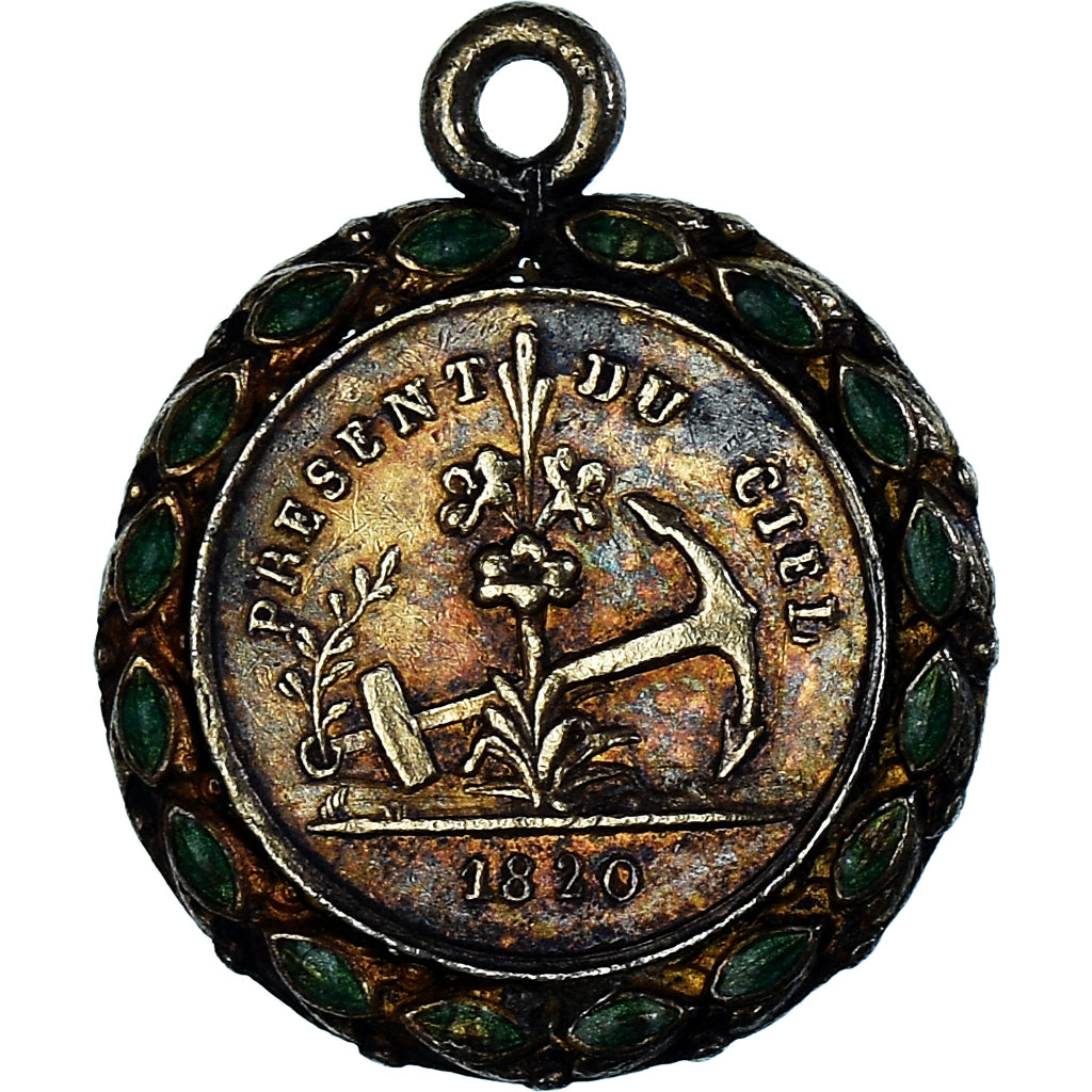 France, Médaille, Clémence Vertu - Présent du ciel, 1820, TTB+, Bronze