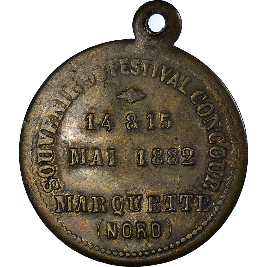 France, Medal, Souvenir Concour Festival  - Marquette, Culture, 1882, EF(40-45)