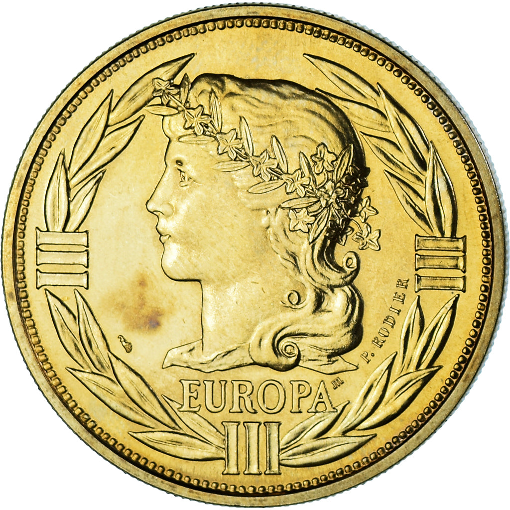 Francia, medalla, Ecu Europa, Marianne, 1992, Rodier, SC+, Bronce dorado
