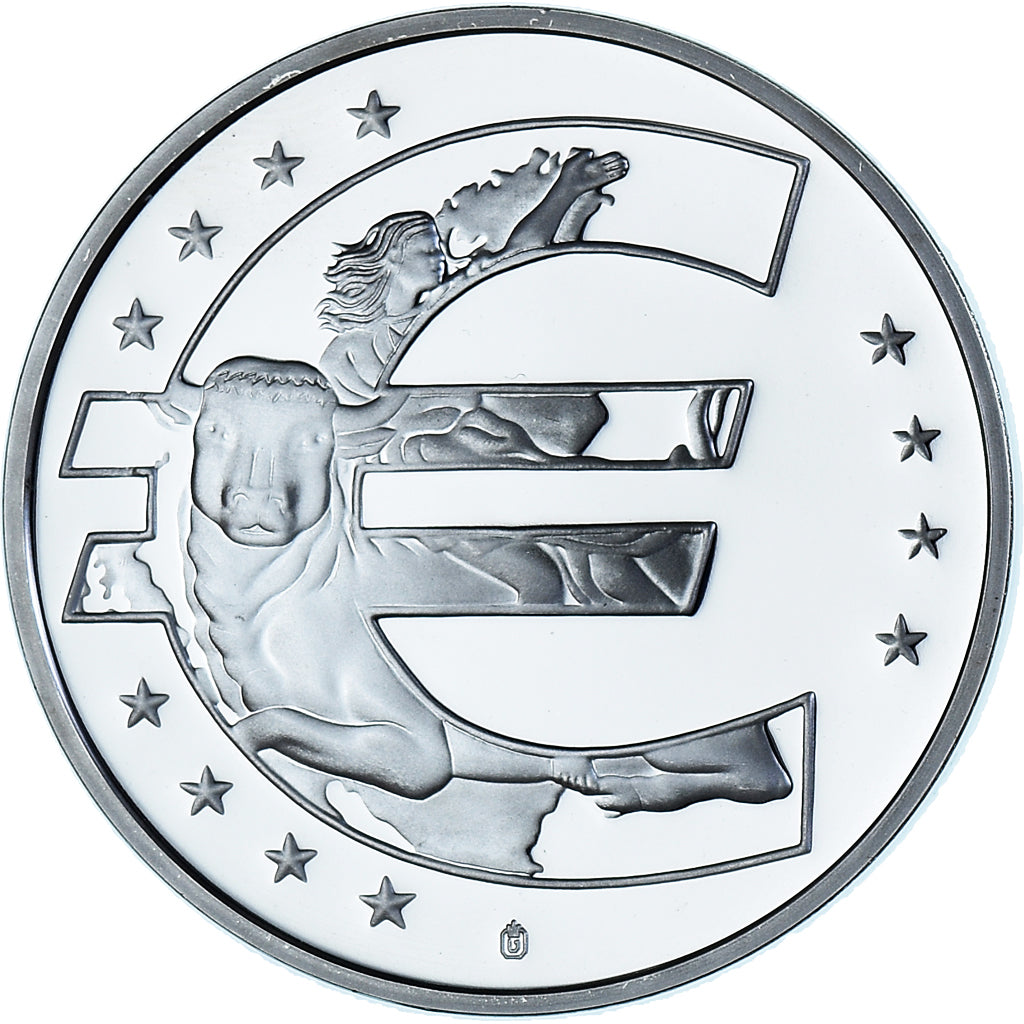 Portogallo, medaglia, Adoption de l'Euro, Politics, 2002, FDC, Rame placcato