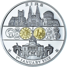 Ireland, Medal, Adoption de l'Euro, Politics, 2002, MS(65-70), Silver Plated