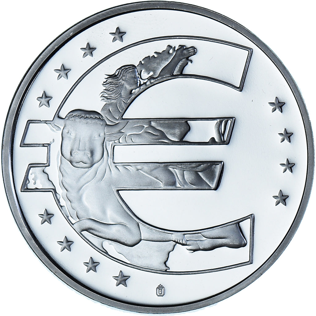 Germany, Medal, Adoption de l'Euro, Politics, 2002, MS(65-70), Silver Plated