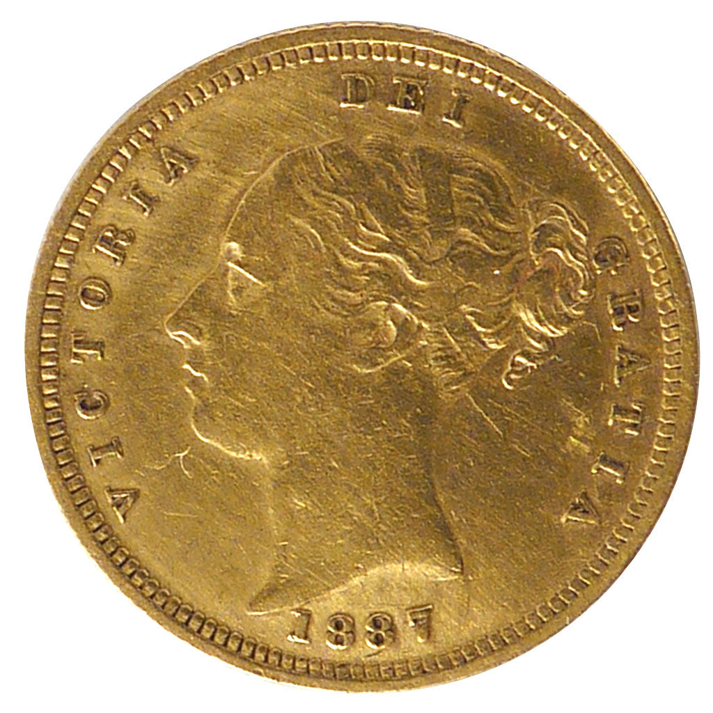 Australia, 1/2 Sovereign, 1887, Sydney, KM #5, AU(50-53), Gold, 3.93