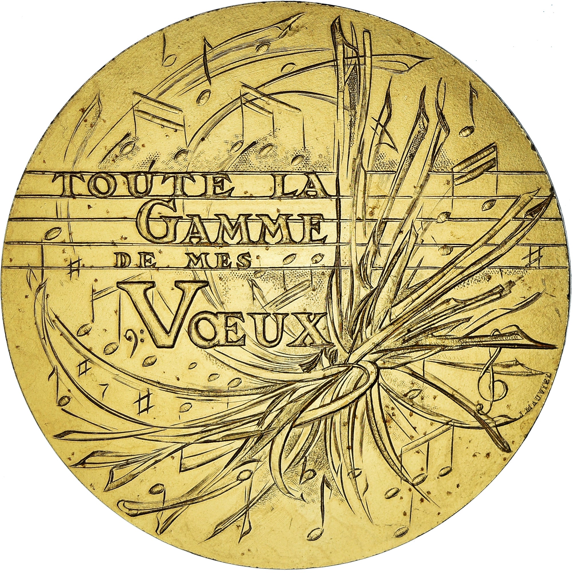 Francia, medalla, Toute la Gamme de mes vœux, Mauviel, MBC+, Bronce dorado