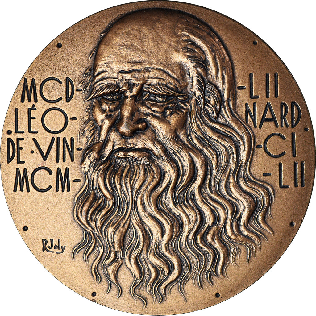 Francia, medalla, Léonard de Vinci, Arts & Culture, 1968, Joly, SC, Bronce