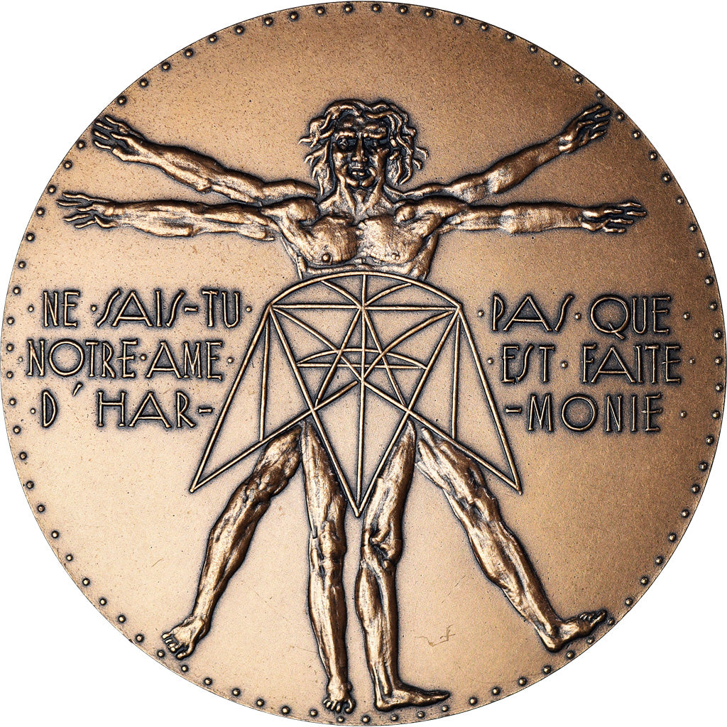 Francia, medalla, Léonard de Vinci, Arts & Culture, 1968, Joly, SC, Bronce
