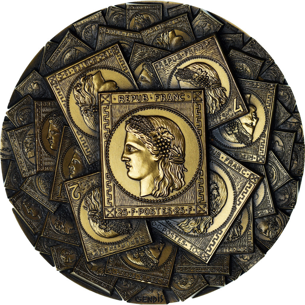 Francia, medalla, Médaille de Table Calendrier, Timbres Poste, 1999, Gendis