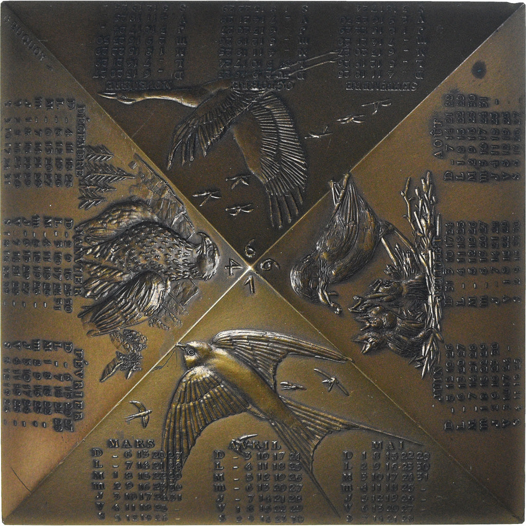 France, Medal, Calendrier, Animaux, Oiseaux, 1994, Buquoy, MS(60-62), Bronze