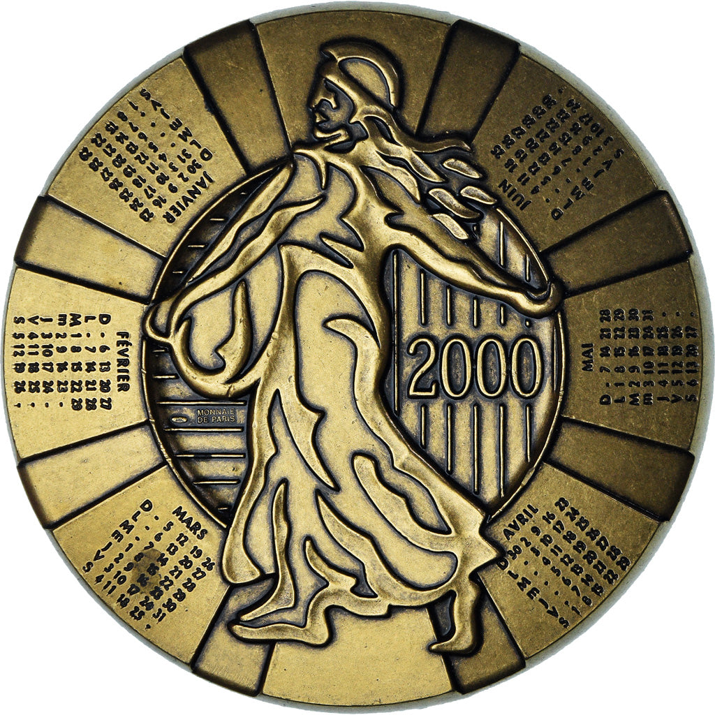 França, medalha, Semeuse - Calendrier, 2000, AU(55-58), Bronze