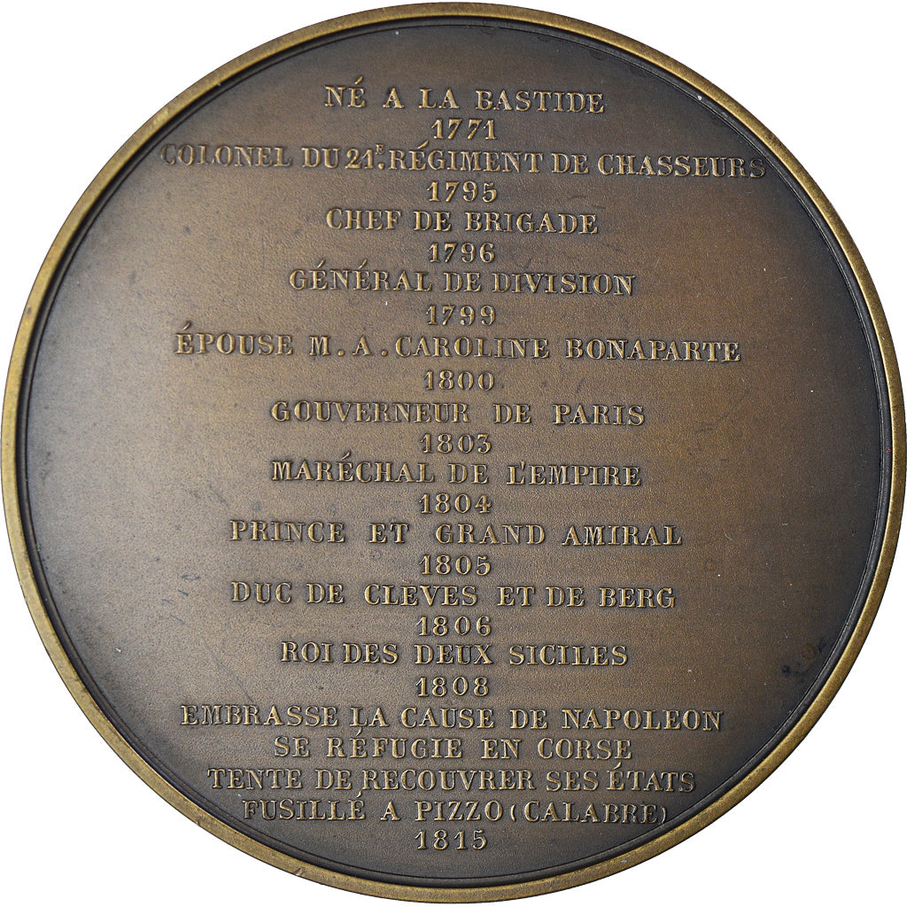 France, Médaille, Joachim Napoléon Murat, Jaley, Refrappe, SPL, Bronze