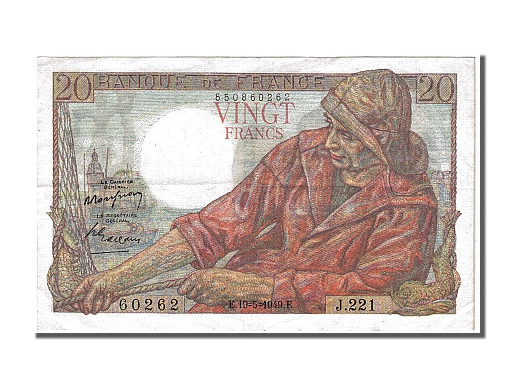 France, 20 Francs, 20 F 1942-1950 ''Pêcheur'', 1949, KM #100c, 1949-05-15, A...
