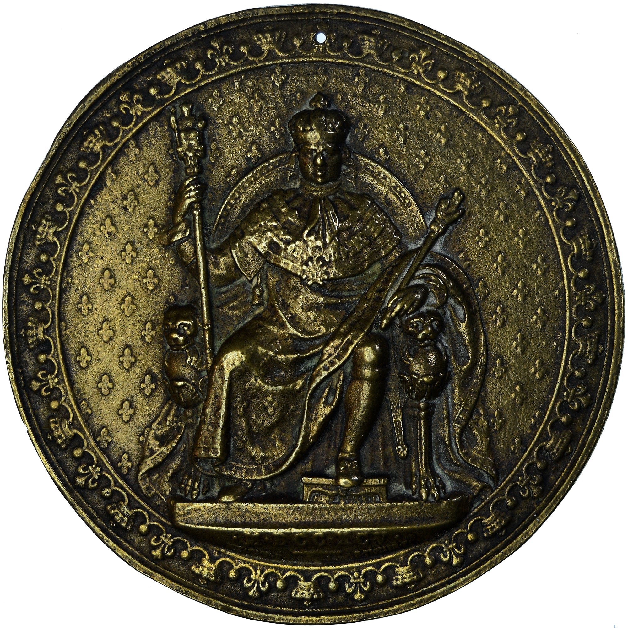 France, Medal, Royal, Sceau Royal Louis XVIII, Politics, 1795, AU(50-53), Bronze