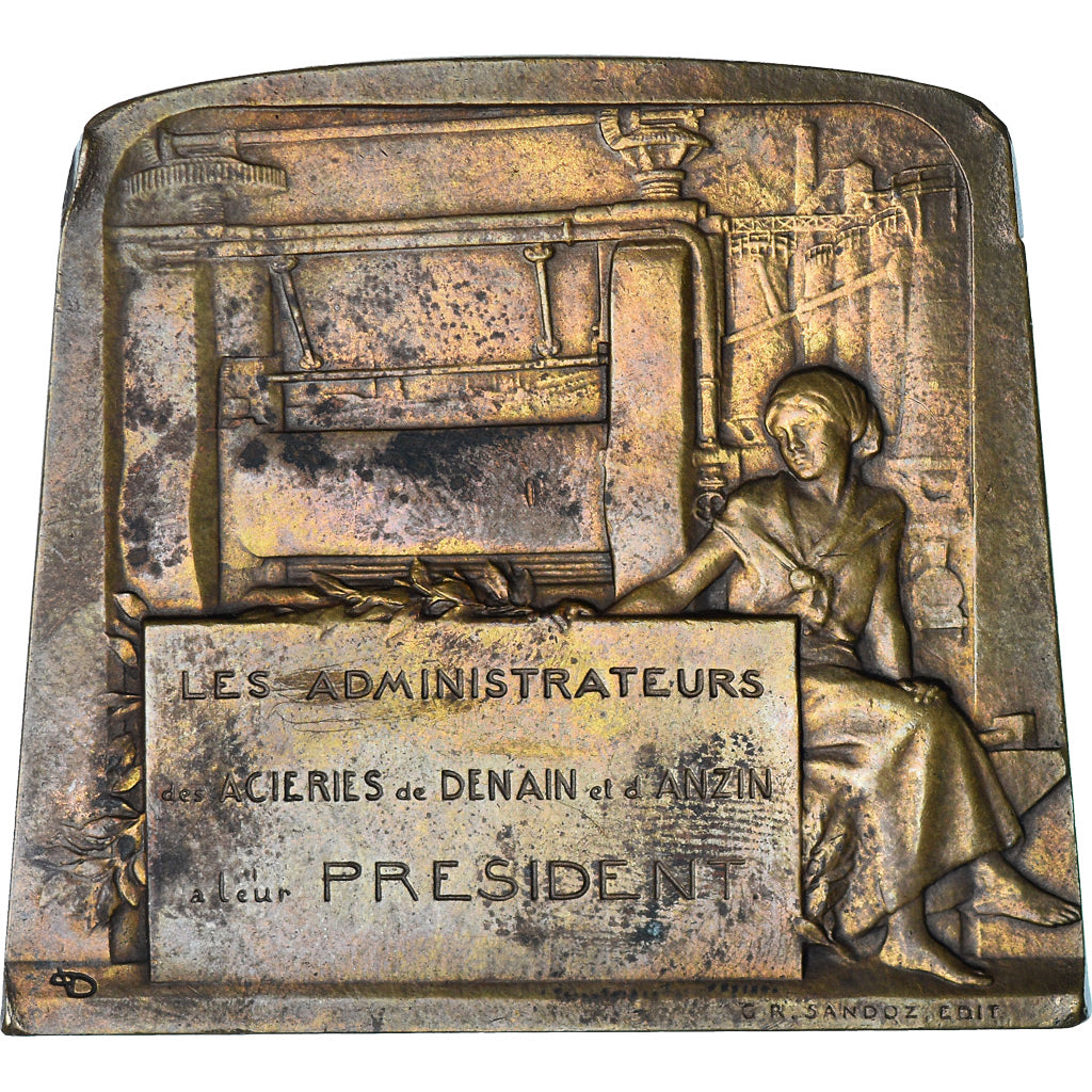 Francja, medal, Aciéries de Denain et d'Anzin, Baron de Nervo, 1909, Dautel