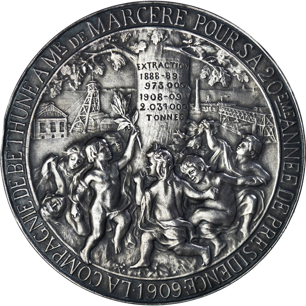 France, Medal, Compagnie de Béthune - Mr de Marcère - Mines, 1909, AU(50-53)