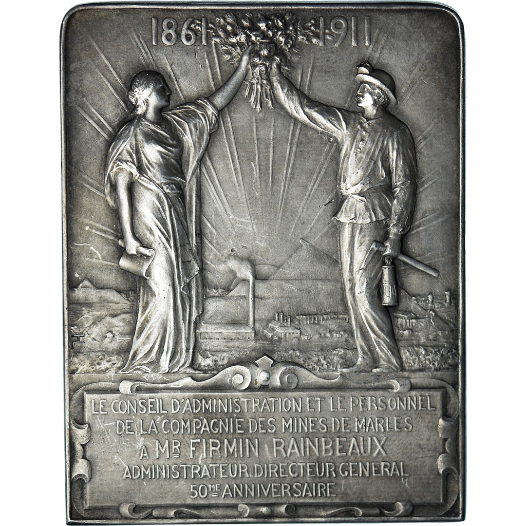 France, Medal, Firmin Rainbeaux, Directeur des Mines de Marles, 1911, Lefebvre