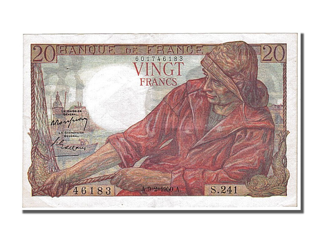 Biljet, Frankrijk, 20 Francs, 20 F 1942-1950 ''Pêcheur'', 1950, 1950-02-09