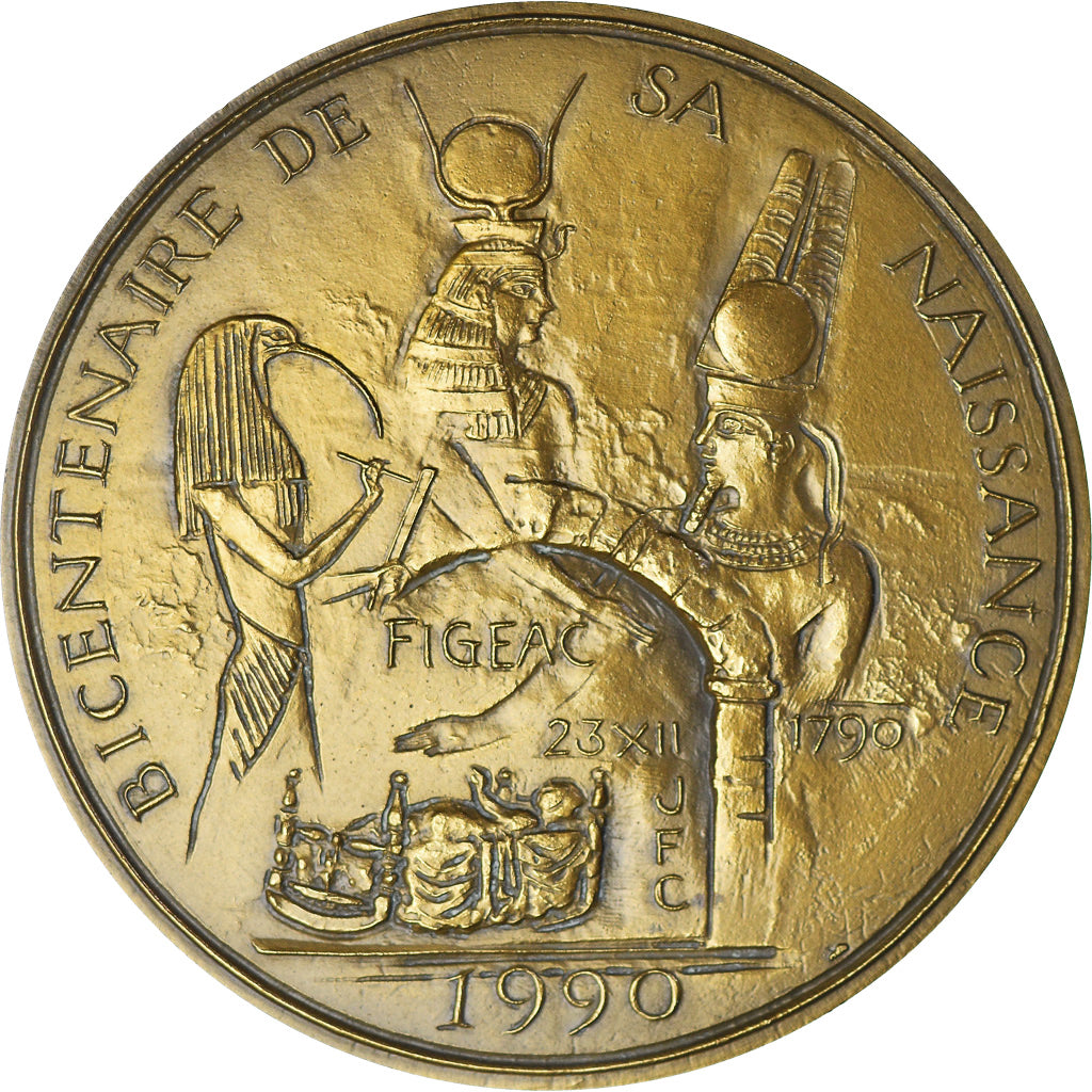 Francia, medalla, Jean François Champollion - Bicentenaire de sa naissance