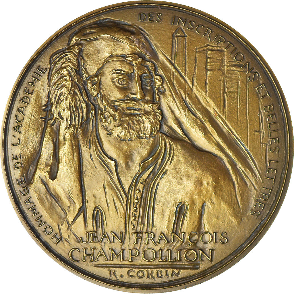 Francia, medalla, Jean François Champollion - Bicentenaire de sa naissance