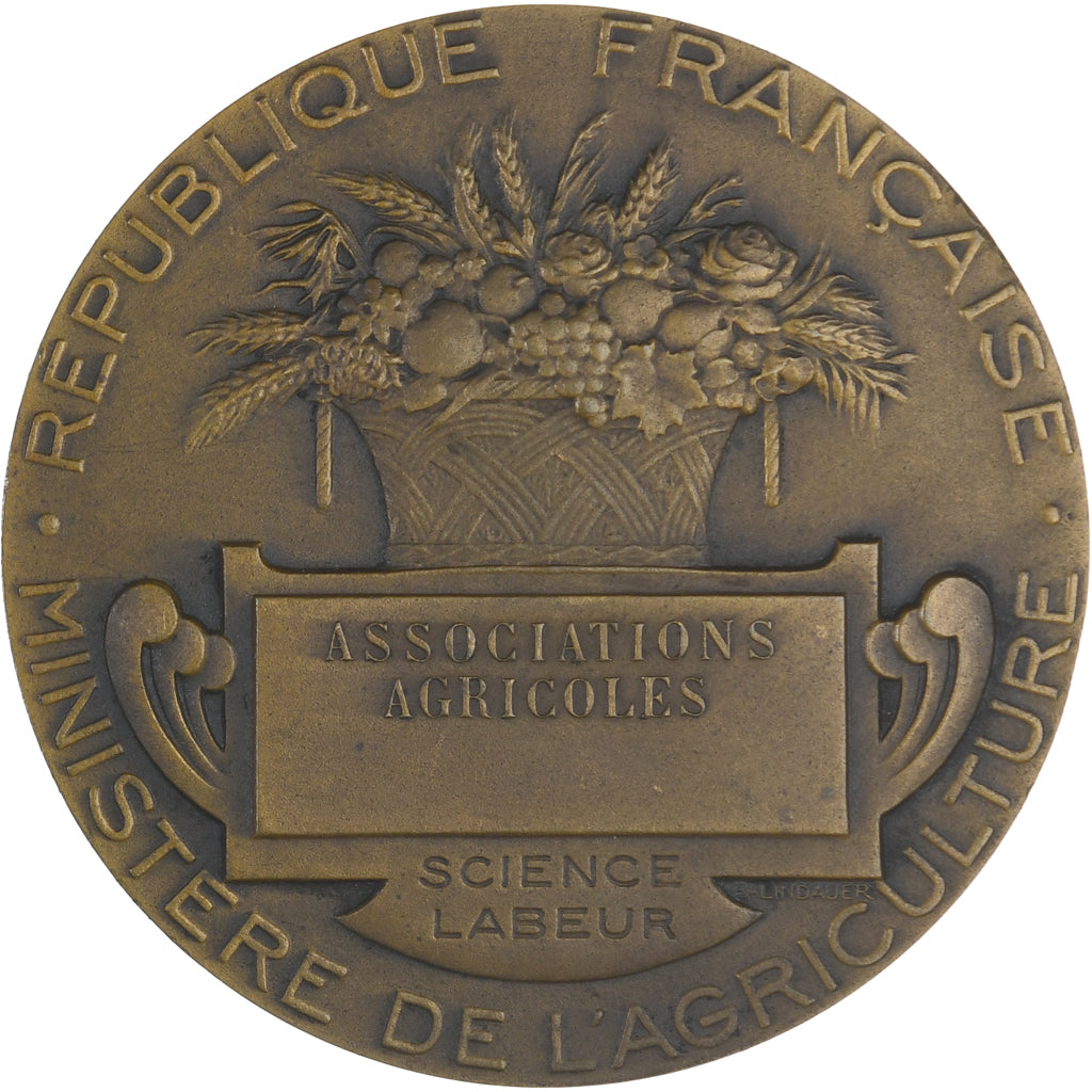 France, Medal, Associations Agricoles, République française, Lagrange, MS(63)