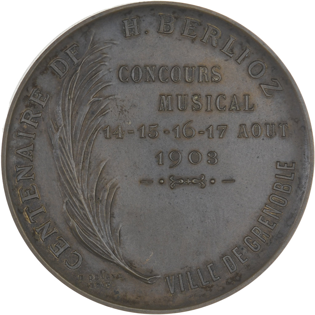 France, Medal, Hector Berlioz - centenaire - ville de Grenoble - Concours
