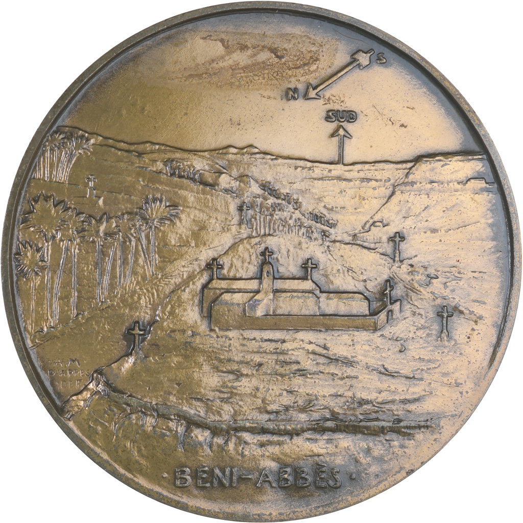 Algeria, Medal, Charles de Foucauld, Beni-Abbès, 1916, Mouroux, AU(50-53)