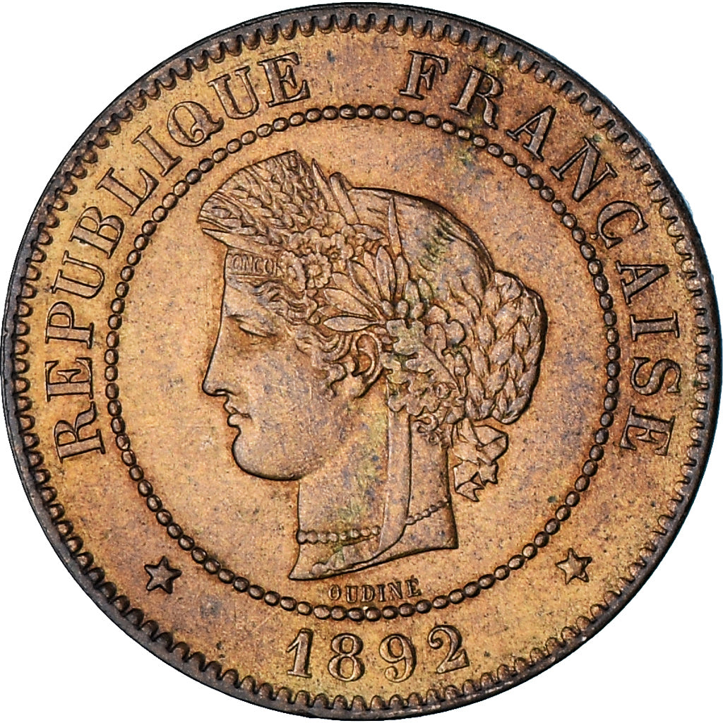 France, 5 Centimes, 1892, Paris, AU(55-58), Bronze, Gadoury:157a