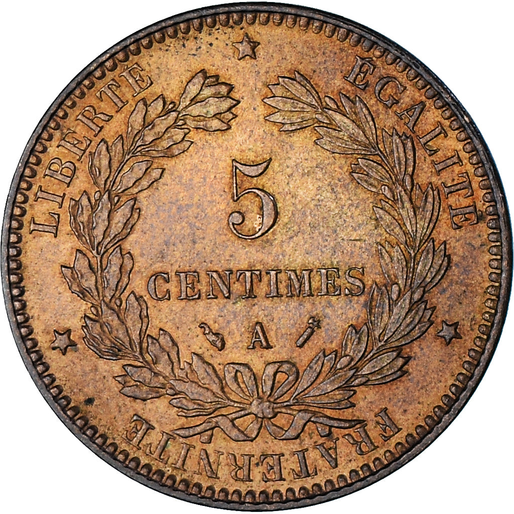 France, 5 Centimes, 1892, Paris, AU(55-58), Bronze, Gadoury:157a