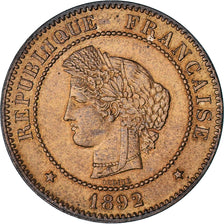 Coin, France, Cérès, 5 Centimes, 1892, Paris, AU(55-58), Bronze, KM:821.1