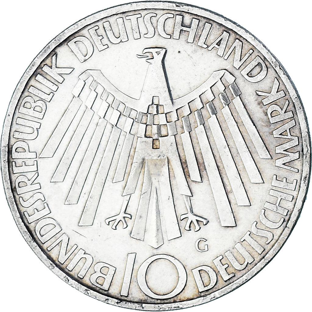 Coin, GERMANY - FEDERAL REPUBLIC, 10 Mark, 1972, Karlsruhe, AU(50-53), Silver