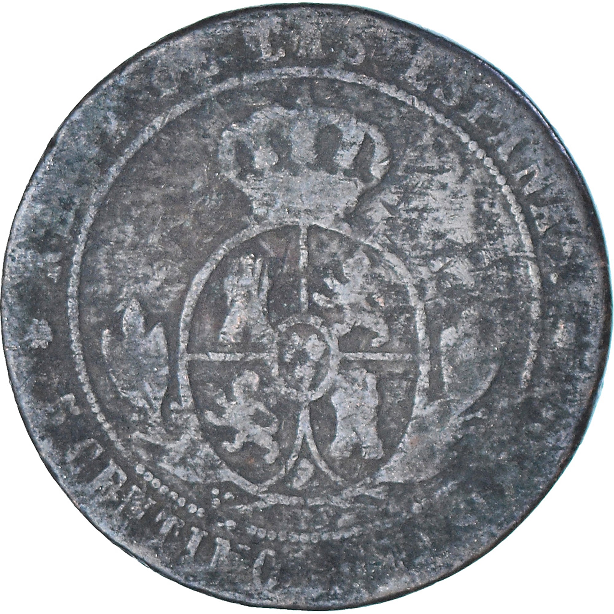 Coin, Spain, Isabel II, 5 Centimos, 1868, VG(8-10), Copper, KM:635.1