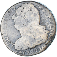 Moneta, Francia, 2 sols françois, 2 Sols, 1792 / AN 4, Metz, B+, Bronzo