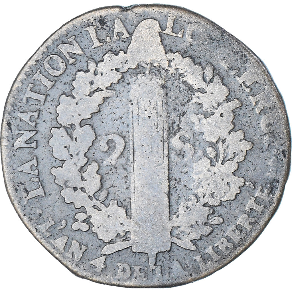 Moneta, Francia, 2 sols françois, 2 Sols, 1792 / AN 4, Metz, B+, Bronzo