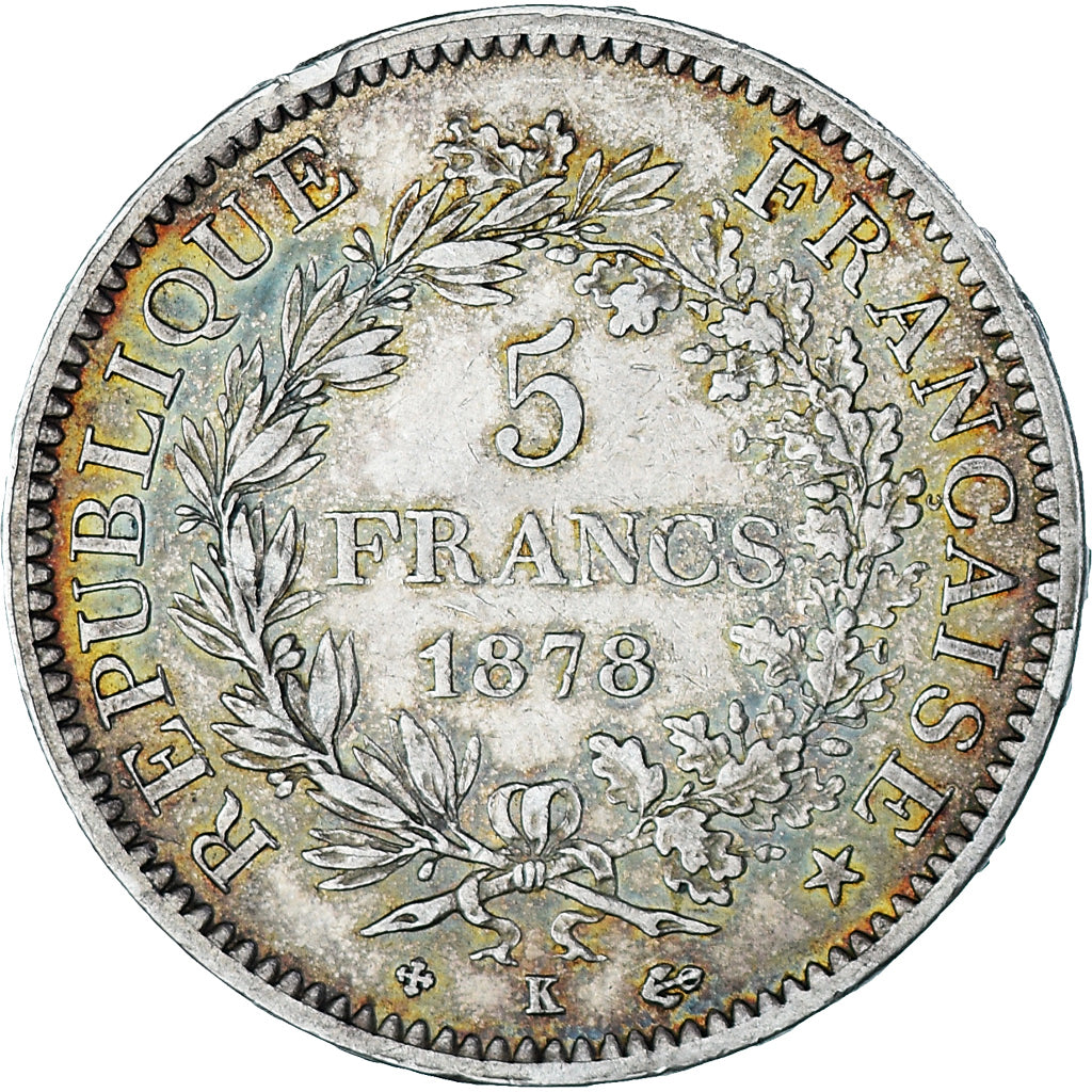 Coin, France, Hercule, 5 Francs, 1878, Bordeaux, EF(40-45), Silver, KM:820.2