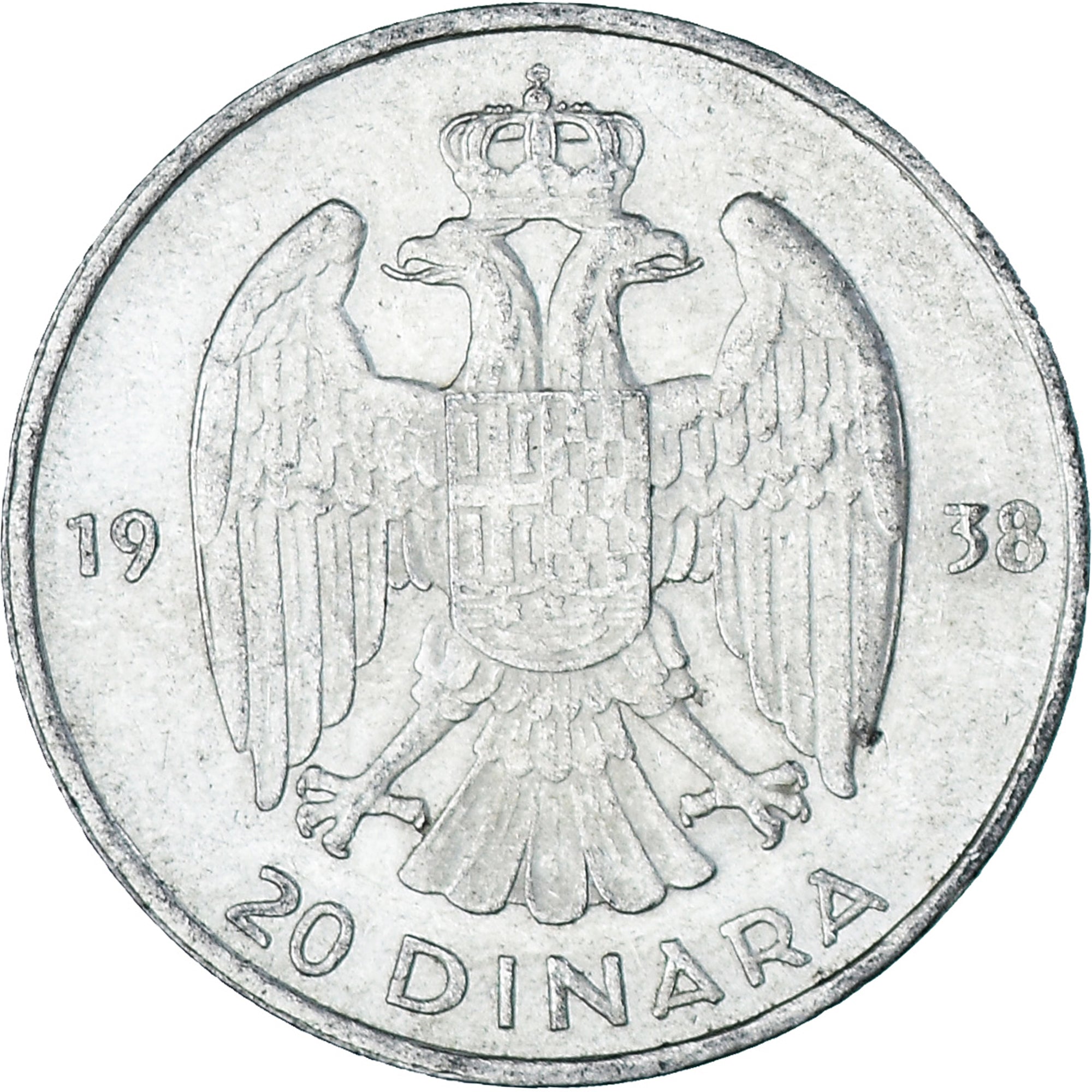 Coin, Yugoslavia, Petar II, 20 Dinara, 1938, AU(50-53), Silver, KM:23