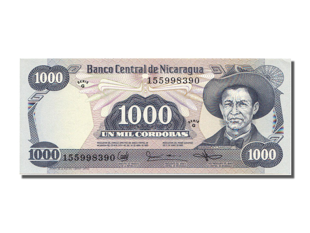 Nicaragua, 1000 Córdobas, 1985, KM #145b, UNC(65-70), G
