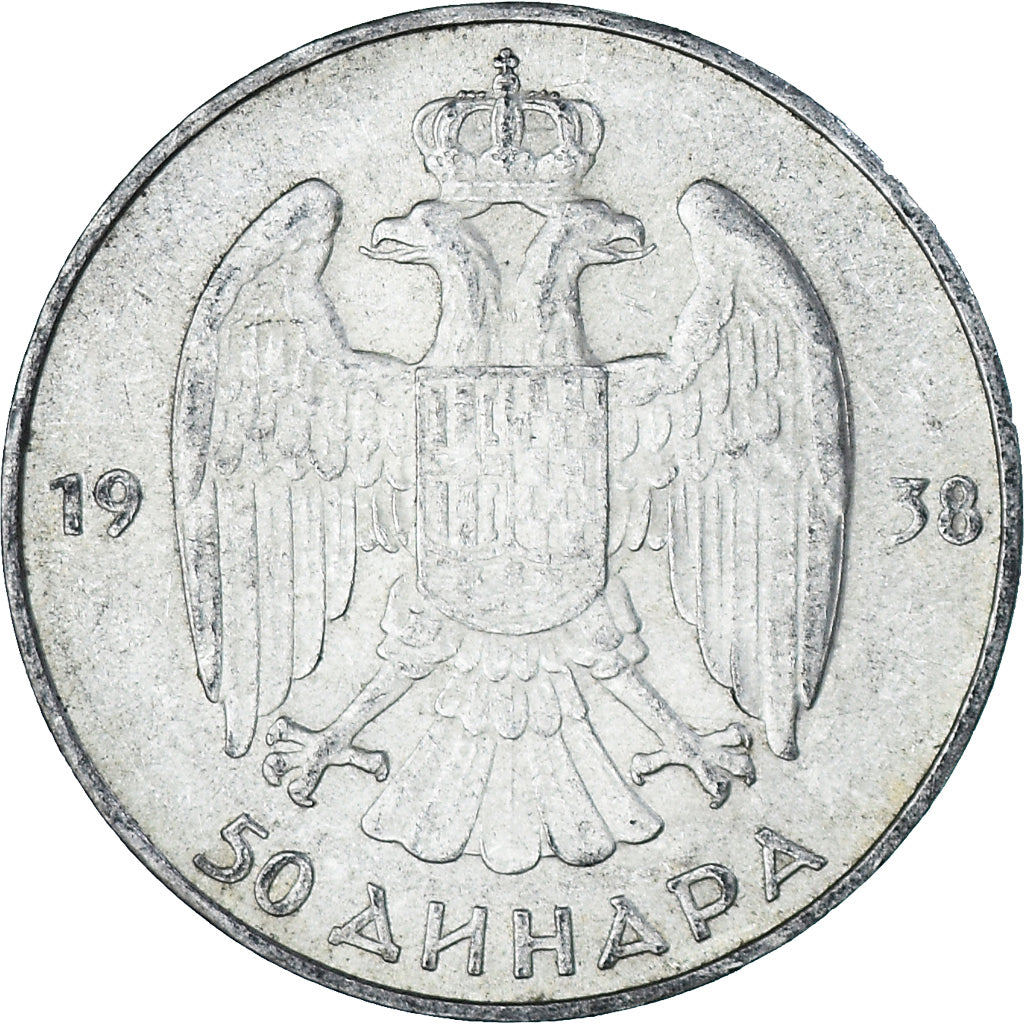 Monnaie, Yougoslavie, Petar II, 50 Dinara, 1938, SUP, Argent, KM:24
