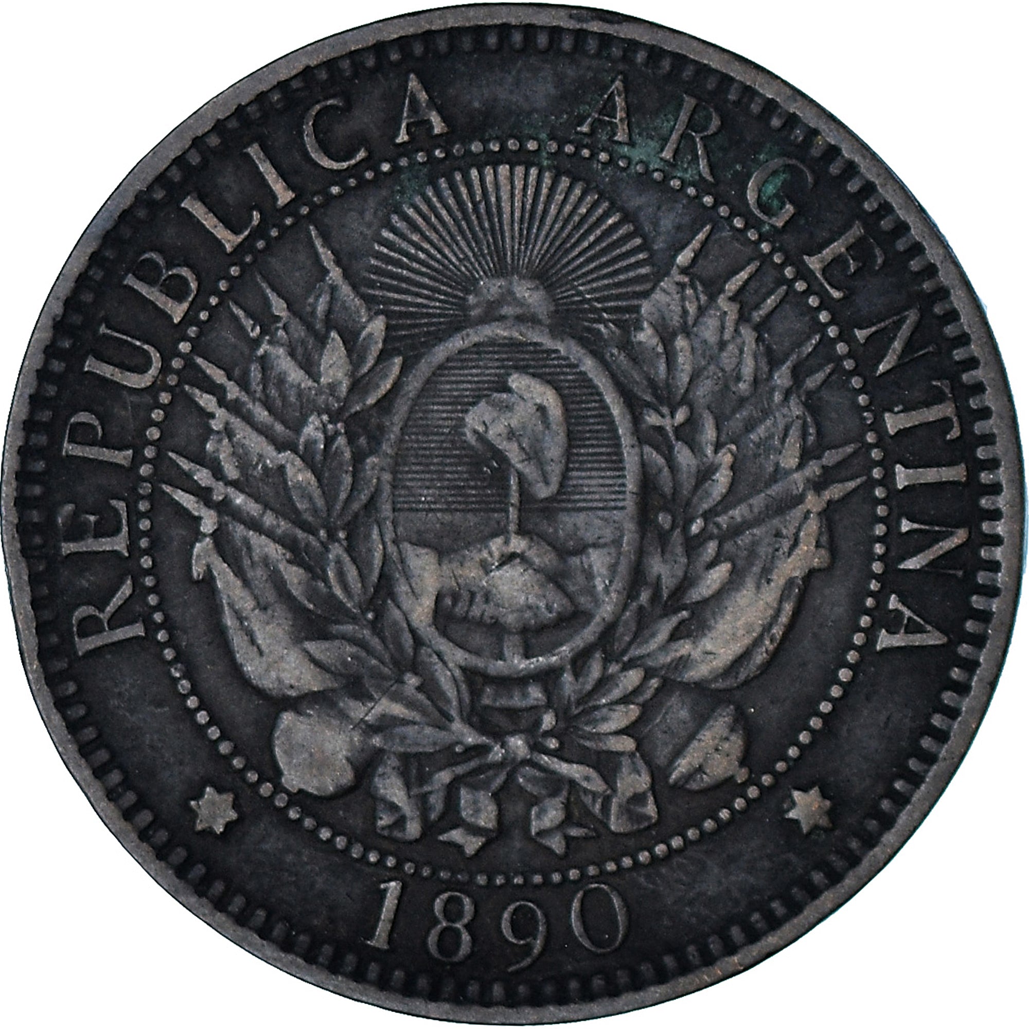 Moneta, Argentina, 2 Centavos, 1890, EF(40-45), Brązowy, KM:33