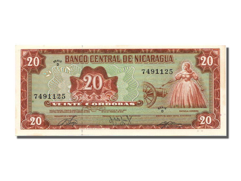 Nicaragua, 20 Córdobas, 1978, KM #129, UNC(65-70), D
