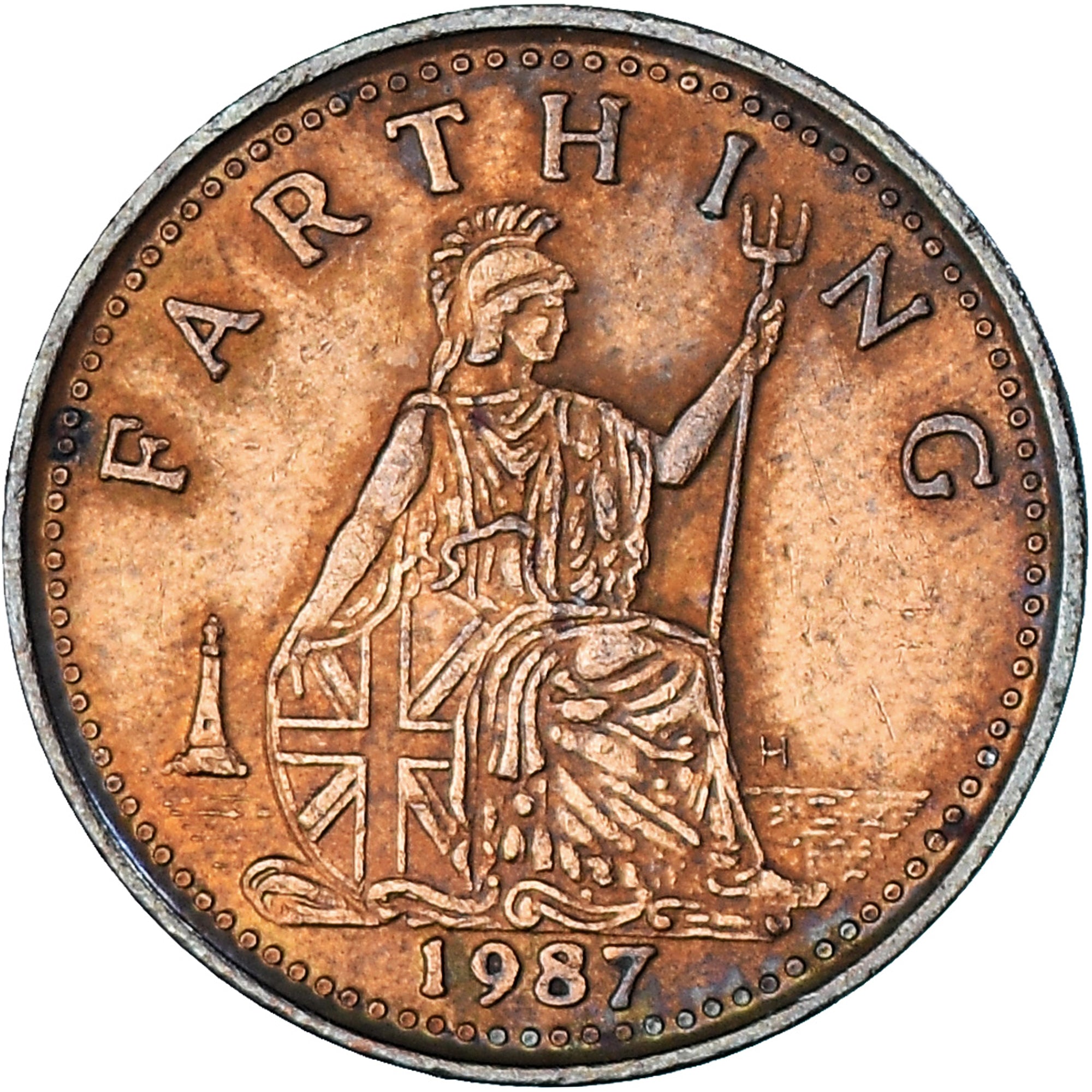 Zjednoczone Królestwo Wielkiej Brytanii, Farthing, 1987, AU(55-58), Brązowy
