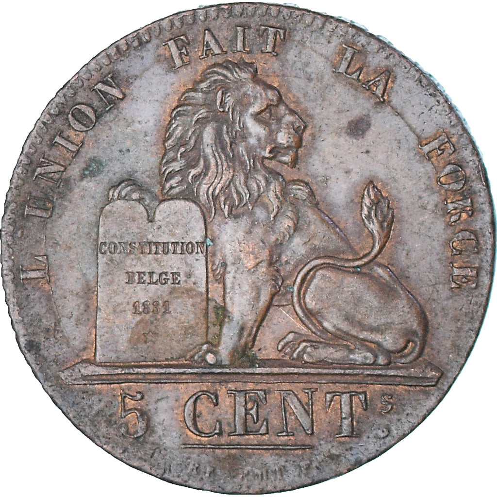 Coin, Belgium, Leopold I, 5 Centimes, 1837, EF(40-45), Copper, KM:5.1