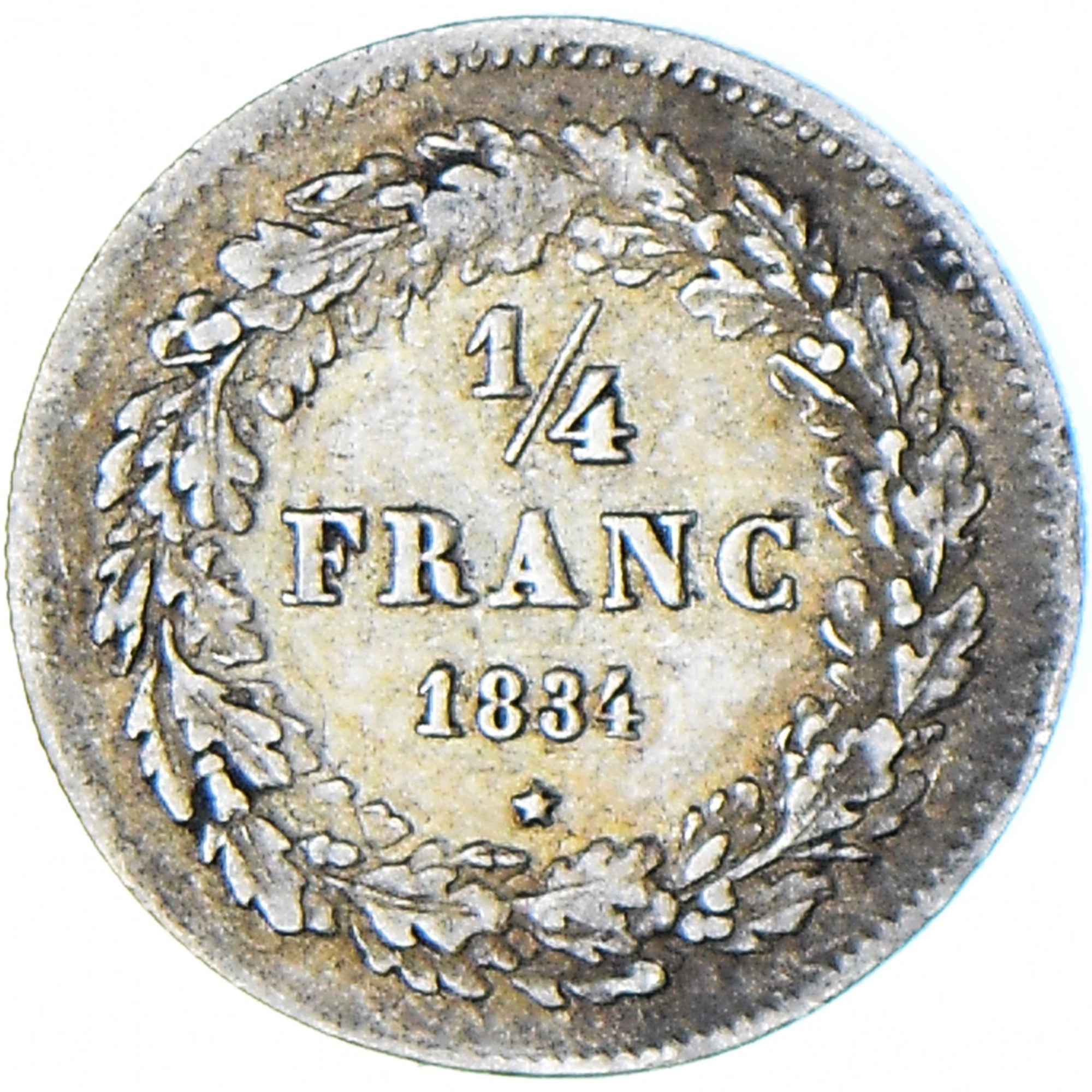 Coin, Belgium, Leopold I, 1/4 Franc, 1834, Brussels, VF(30-35), Silver, KM:8