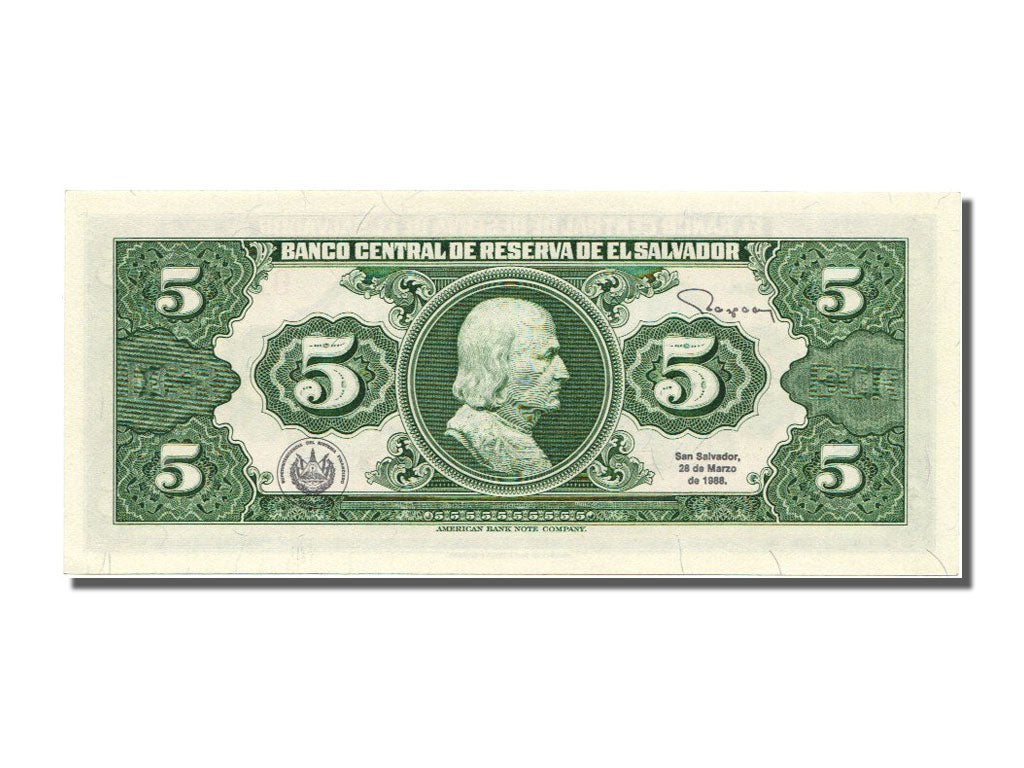Banknote, El Salvador, 5 Colones, 1988, 1988-03-17, UNC(65-70)